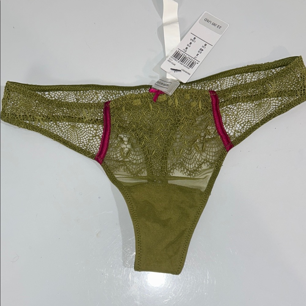 Intimissimi Lace Thong Panty Kiwi/Purple Orchid – Size S – NWT